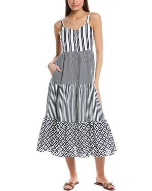 Duffield Lane Duxbury Linen-Blend Midi Dress - Blue