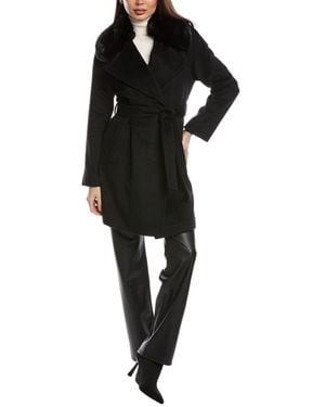 Via Spiga Wool-Blend Wrap Coat - Black