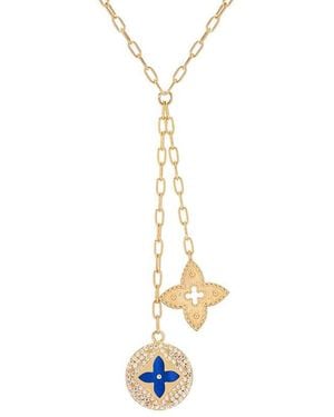 Gabi Rielle 14k Over Silver Lapis Jade Cz Azul D'or Clover Cascade Lariat Necklace - White