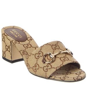 Gucci Horsebit Gg Canvas Sandal - Brown