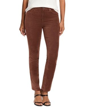 NIC+ZOE Petite Daytrip Straight Velvet Pant - Brown