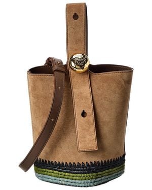 Loewe Pebble Mini Leather Bucket Bag - Natural
