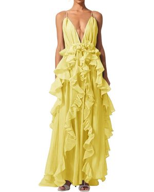 Linda Charm Embellished Midi Dress - Yellow