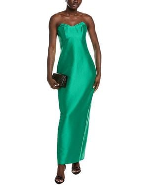 Badgley Mischka Fold Top Strapless Gown - Green