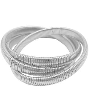 Adornia Plated Omega Chain Triplet Bracelet - White