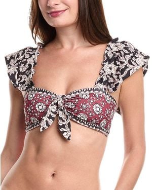 Sea Danae Print Flutter Sleeve Bikini Top - Brown
