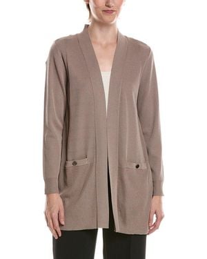 Anne Klein Rib Pocket Cardigan - Brown