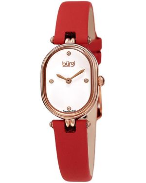Burgi Burgi Satin Over Leather Diamond Watch - Red
