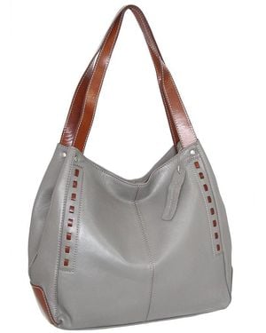 Nino Bossi Alyssa Durable Leather Satchel - Grey