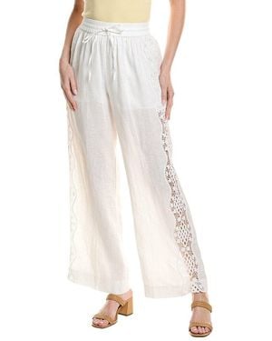 tyler boe Elene Crochet Panel Linen Pant - White