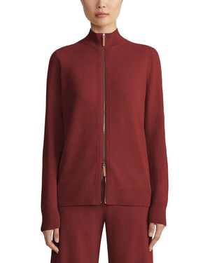Lafayette 148 New York Zip Front Wool & Cashmere-Blend Cardigan - Red