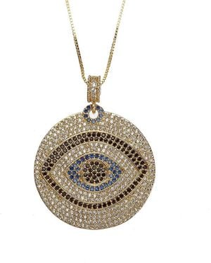 Eye Candy LA Luxe Collection 14k Plated & Silver Cz Evil Eye Necklace - Metallic