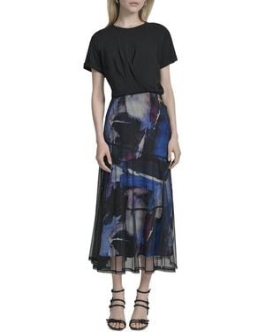 DKNY Crewneck Midi Dress - Blue