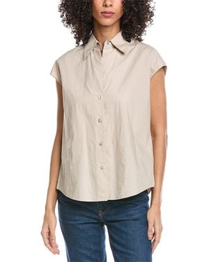 Vince Cap Sleeve Button Blouse - White