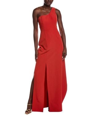 Rene Ruiz One-Shoulder Crepe Gown - Red