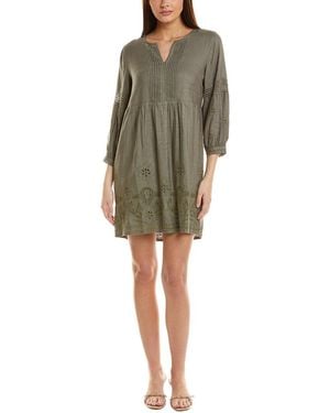 Tommy Bahama St. Lucia Split Neck Linen-Blend Mini Dress - Green