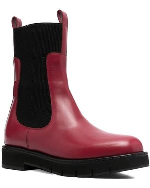 Ferragamo Ribbed 40Mm Leather Bootie - Red
