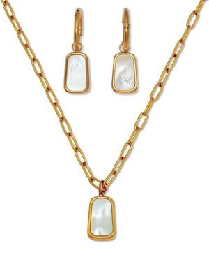 Palmbeach Jewelry Plated Stainless Steel Mother Of Pearl Necklace - Metallic