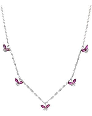 Diana M. Jewels Fine Jewellery 14k 1.10 Ct. Tw. Diamond & Ruby Necklace - Multicolour
