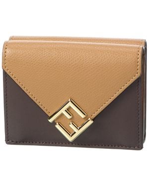 Fendi Ff Diamonds Leather Wallet - Natural