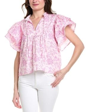 Sail To Sable Ruffle Sleeve Blouse - Pink