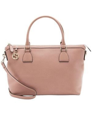 Gucci Leather Gg Charm Large Satchel (Authentic Pre-Loved) - Pink