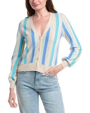 Isla Kayla Vertical Stripe Cashmere Cardigan - Blue
