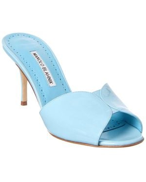 Manolo Blahnik Houramu 90 Patent Sandal - Blue
