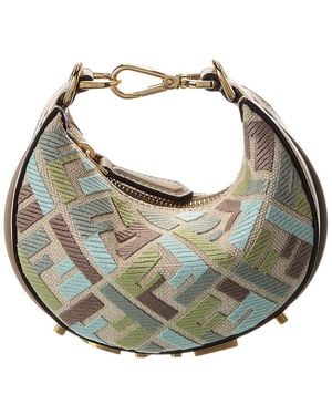 Fendi Graphy Nano Ff Canvas Bag Charm - Metallic