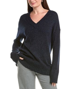 Lafayette 148 New York Wide V-Neck Cashmere & Silk-Blend Jumper - Black