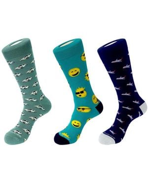 Unsimply Stitched 3-Pack Crew Socks - Blue