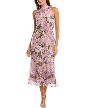 Sam Edelman Lace Sequin Midi Dress - Red