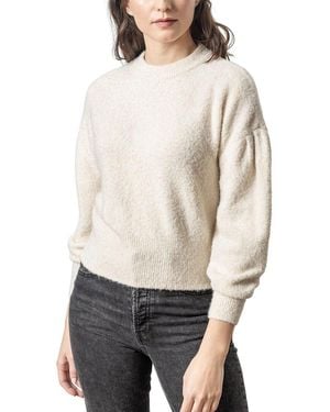 Lilla P Pleated Sleeve Crewneck Wool-Blend Jumper - Natural