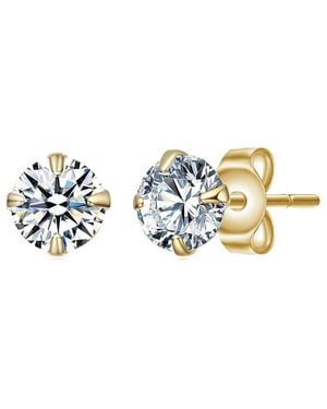 Rachel Glauber 14K Plated Cz Stud Earrings - Metallic