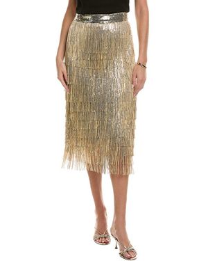 Tahari The Zoey Sequin Tassel Skirt - Green