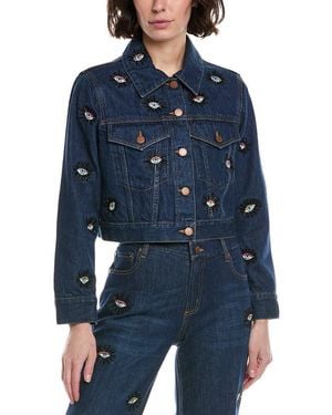 Alice + Olivia Chloe Boxy Cropped Jacket - Blue