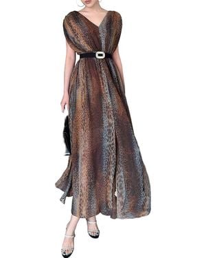 BURRYCO Short Sleeve Maxi Dress - Brown