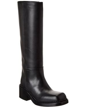 Prada Peggy Leather Knee-High Boot - Black