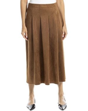 Max Studio Pleated Suede Skirt - Brown