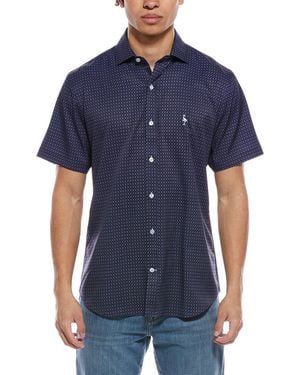 Tailorbyrd Geo Floral Printed Performance Shirt - Blue