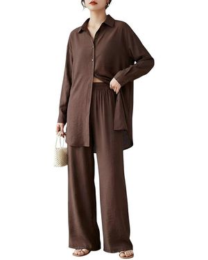 Tedora 2Pc Shirt & Pant Set - Brown