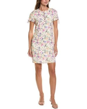 Cece Bow Detail Keyhole Linen-Blend Mini Dress - White