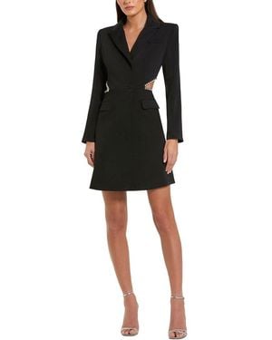 Mac Duggal Crepe Blazer Rhinestone Trim Mini Dress - Black