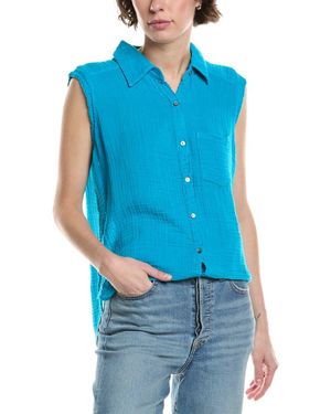 Michael Stars Monique Button-Down Tank - Blue