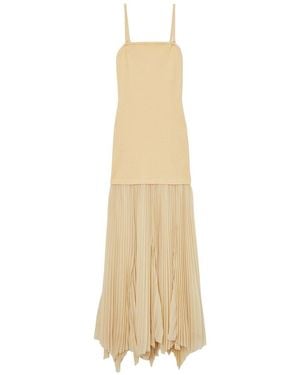 Reiss Milana Knit Woven Midi Dress - Natural