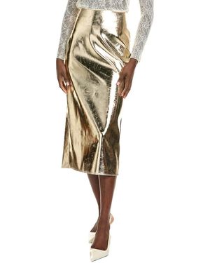 Endless Rose Printed Foil Leather Maxi Skirt - Metallic
