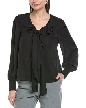 Cece Ruffle Tie V-Neck Top - Black