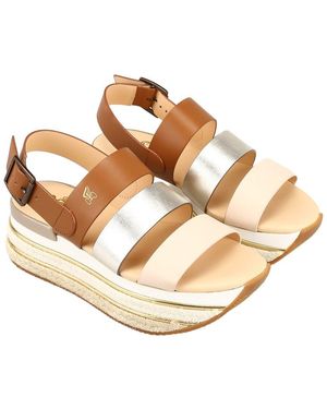 Hogan Panelled Platform Sandal - Natural