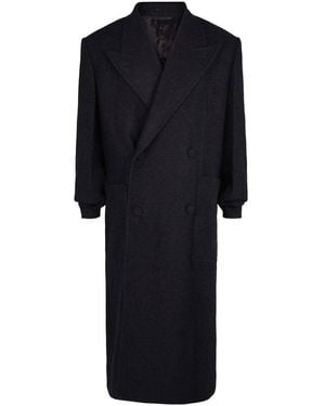 Givenchy Double-Breasted Herringbone Wool Coat - Black