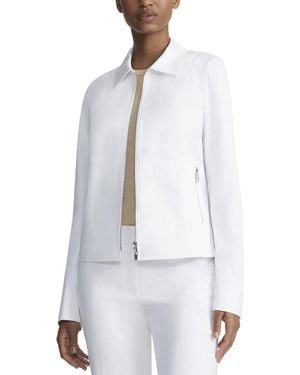 Lafayette 148 New York Plus Collared Zip Pocket Jacket - White